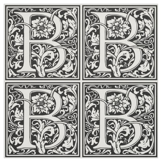 Elegantes Vintages Blumenschreiben B Monogramm Stoff (Muster)