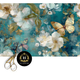 Elegantes Vintages Blumenzauber-Papiertaschentuch Seidenpapier