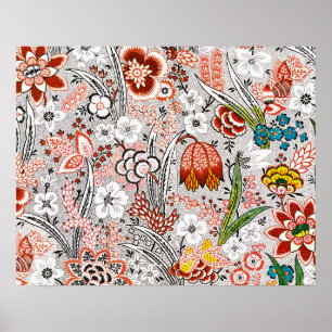 Elegantes Vintages Boho Abstraktes Blumenwerk Poster
