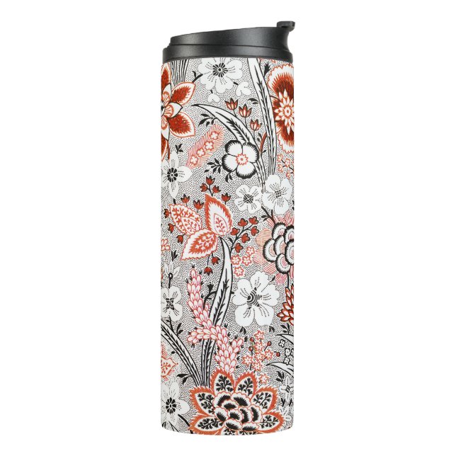 Elegantes Vintages Boho Abstraktes Blumenwerk | Thermosbecher (Nach links gedreht)