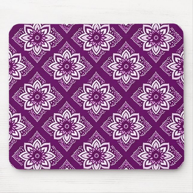 Elegantes Vintages Boho-Blumenmuster Mousepad (Vorne)