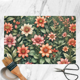 Elegantes Vintages botanisches Muster Seidenpapier