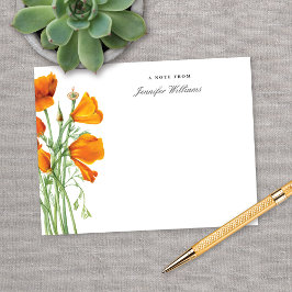 Elegantes Vintages California Poppy Floral mit Nam Mitteilungskarte