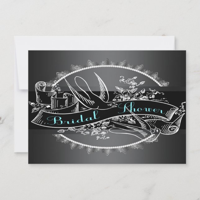 Elegantes Vintages Chalkboard-Brautparty Einladung (Vorderseite)