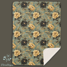 Elegantes Vintages Cream & Black Rose Blumenmuster