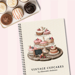 Elegantes Vintages Cupcake Dessert Notizbuch