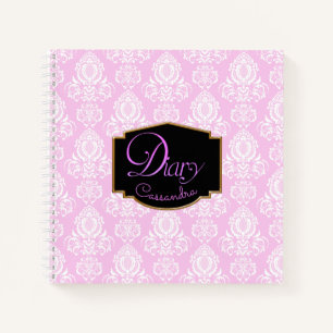 Elegantes, Vintages, Damasken-rosa Tagebuch