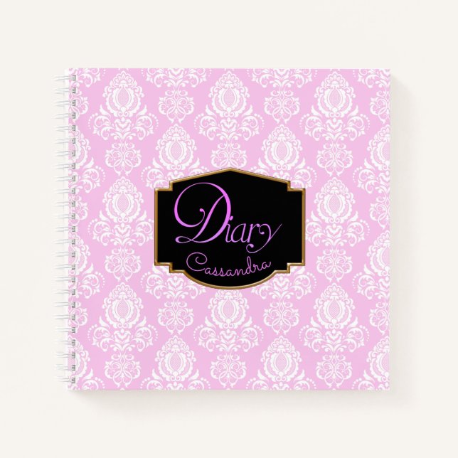 Elegantes, Vintages, Damasken-rosa Tagebuch (Vorderseite)