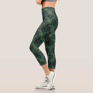 Elegantes Vintages Damastenblumenmuster Capri Leggings