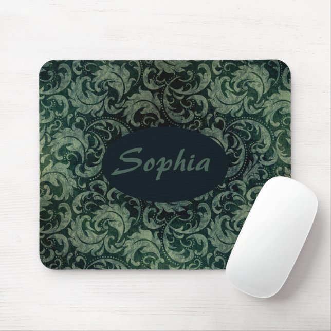 Elegantes Vintages Damastenblumenmuster Mousepad (Mit Mouse)