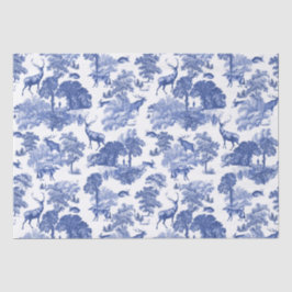 Elegantes Vintages Deer Fox Hare Blue Country Toil Seidenpapier