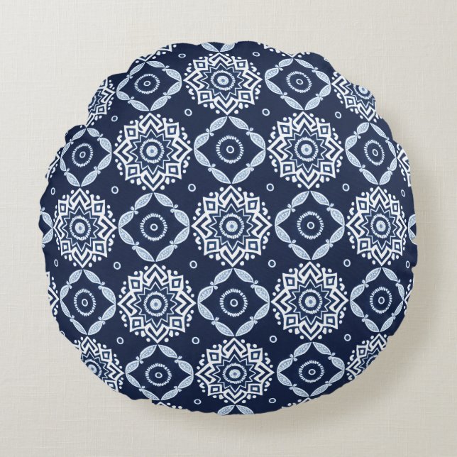 Elegantes, Vintages Dekorationsmuster Rundes Kissen (Vorderseite)