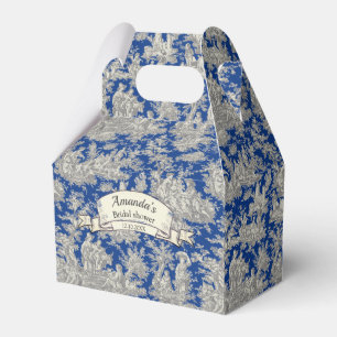 Elegantes Vintages dunkelblaues Toile de jouy Mono Geschenkschachtel