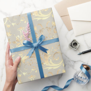 Elegantes, Vintages, Elfenbeindamastmuster Geschenkpapier