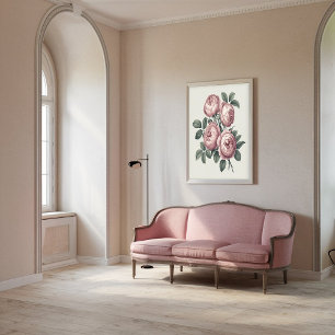 Elegantes Vintages englisches Blooming Rose Poster