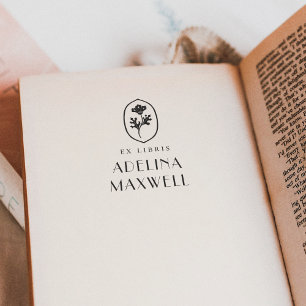 Elegantes Vintages Floral Ex Libris Namenbuch Permastempel
