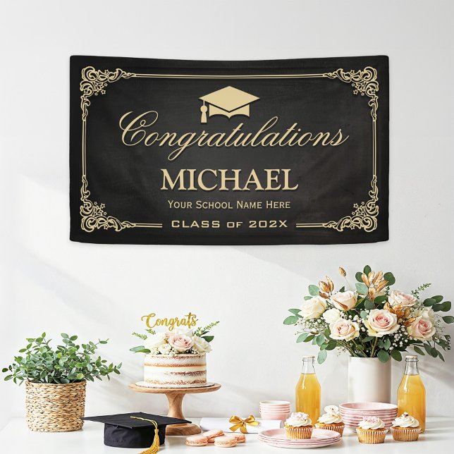 Elegantes Vintages Frame Graduate Party Banner (Von Creator hochgeladen)