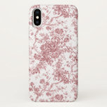 Elegantes Vintages, französisches Gravur-Toile-Ros Case-Mate iPhone Hülle<br><div class="desc">Elegantes und verziertes Vintages Jouy-Muster in Rosa und Weiß mit exotischen Blume,  Weinreben und Blättern,  verwoben mit Garland und Körben von Rose. Dieses Muster wurde um 1910 in der Smithsonian-Sammlung aus einem historischen französischen Textilfragment adaptiert. Muster sind hoch,  können aber nicht gekachelt werden.</div>