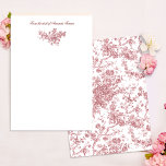 Elegantes Vintages, französisches Gravur-Toile-Ros Mitteilungskarte<br><div class="desc">Elegantes und verziertes Vintages Jouy-Muster in Rosa und Weiß mit exotischen Blume,  Weinreben und Blättern,  verwoben mit Garland und Körben von Rose. Dieses Muster wurde um 1910 in der Smithsonian-Sammlung aus einem historischen französischen Textilfragment adaptiert.</div>