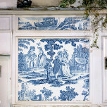Elegantes, Vintages französisches Städtchen in Bla Seidenpapier<br><div class="desc">Vintages,  historisches französisch-blauer und weißer Toile de jouy-Design mit Damen und Herren in elegantem,  antiken Kleid unter Bäumen,  einem See und klassischen Steinruinen.</div>