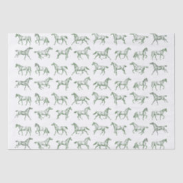 Elegantes Vintages Galloping Horses Green Toile Seidenpapier