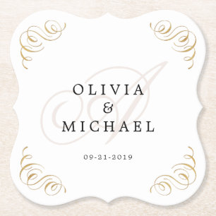 Elegantes Vintages geblüht Kalligraphiemonogramm Untersetzer