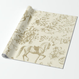 Elegantes, Vintages Gold Beige Pferdeblütenmuster Geschenkpapier