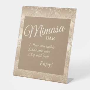 Elegantes Vintages Gold Brautparty Mimosa Bar Sockelschild