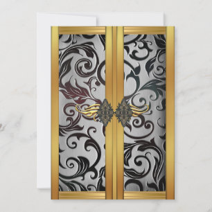 Elegantes Vintages Gold Silver Cupboard Brocade Pa Einladung