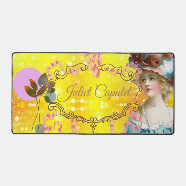 Elegantes Vintages Gold- und Rosatmotiv Schreibtischunterlage (Vorderseite)