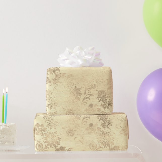 Elegantes Vintages Golddamastmuster Geschenkpapier (Partygeschenke)