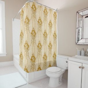 Elegantes Vintages Goldfloral-Muster Duschvorhang