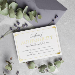 Elegantes Vintages Goldzertifikat der Echtheit Folieneinladung