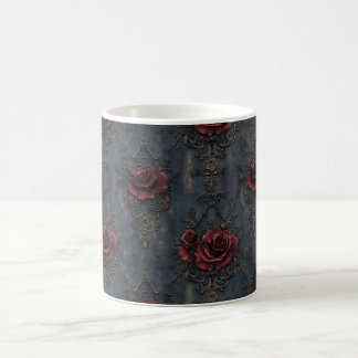 Elegantes Vintages Gotisches Muster mit Rote Rosen Kaffeetasse