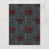 Elegantes Vintages Gotisches Muster mit Rote Rosen