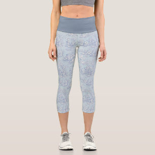 Elegantes Vintages graues Toile de jouy Capri Leggings
