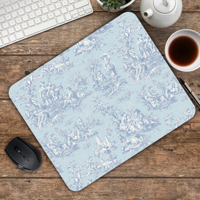Elegantes Vintages graues Toile de jouy Mousepad (Von Creator hochgeladen)