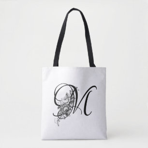 Elegantes Vintages graviertes Blumenmonogramm
