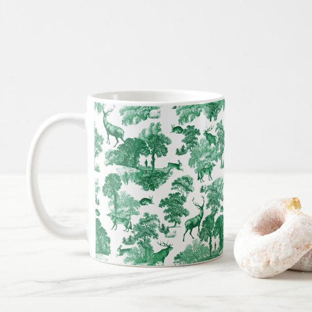Elegantes, Vintages Grünes Wald Kaffeetasse (Mit Donut)