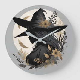 Elegantes Vintages Halloween Hexe 3 große Wall Uhr