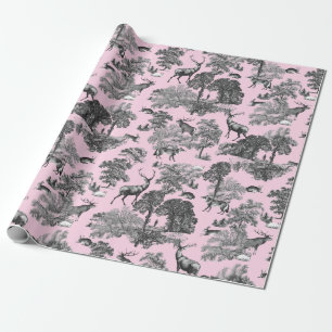 Elegantes Vintages Hirschfockshase Rosa Geschenkpapier