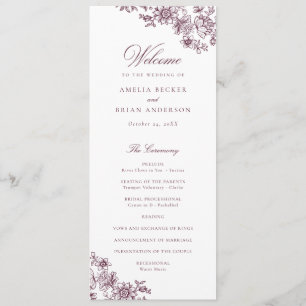 Elegantes Vintages Hochzeitsprogramm für Flora und Programm