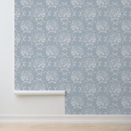 Elegantes Vintages Hydrangea Bow Soft Blue Muster Tapete