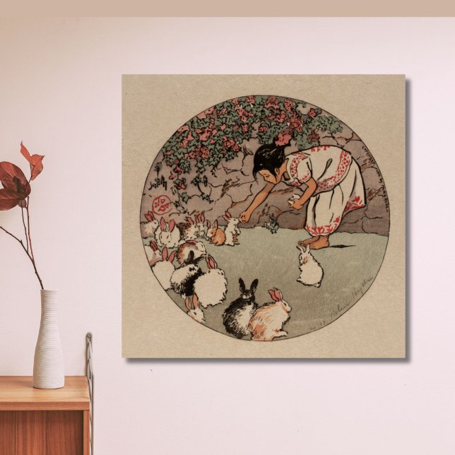 Elegantes Vintages Kaninchen Poster (Add cozy charm and elegance to your space with this vintage rabbit art poster)