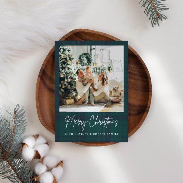 Elegantes Vintages Kariertes Foto Weihnachten (Von Creator hochgeladen)