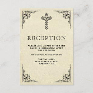 Elegantes Vintages Kreuz Christliche Hochzeitsempf Begleitkarte