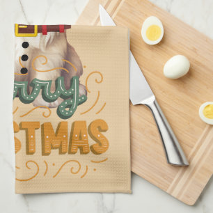 Elegantes Vintages Kunstwerk Weihnachten Geschirrtuch