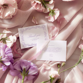 Elegantes Vintages Lila Brautparty Dankeskarte