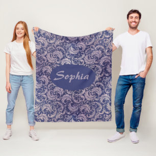 Elegantes, Vintages Lila Damask-Muster Fleecedecke