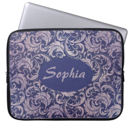Elegantes, Vintages Lila Damask-Muster Laptopschutzhülle